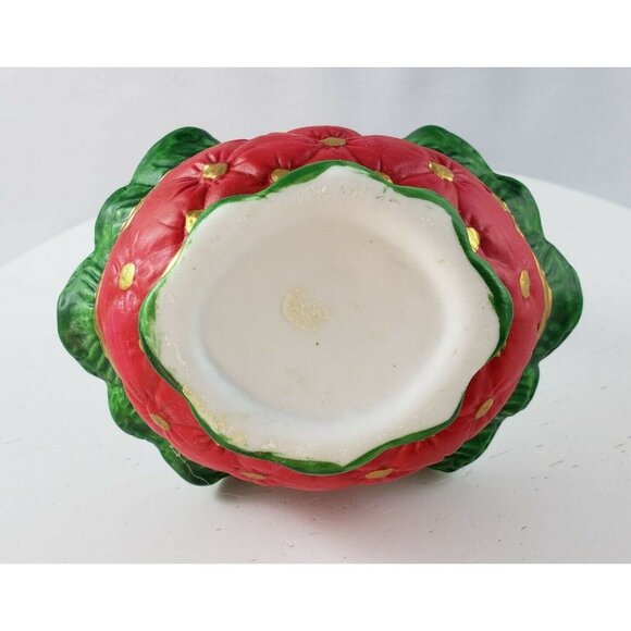 Vintage Porcelain Christmas Basket Red Green Gold - Picture 6 of 6